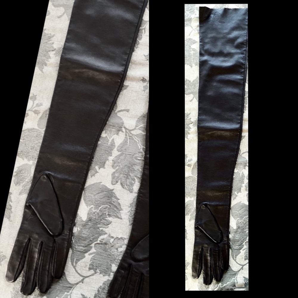 30“ elegant Gala black leather gloves